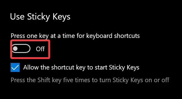 Check whether the Sticky Key