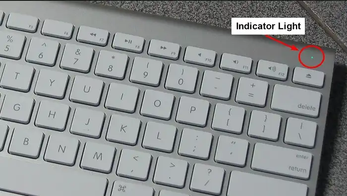 Indicator light on Apple Wireless Keyboard
