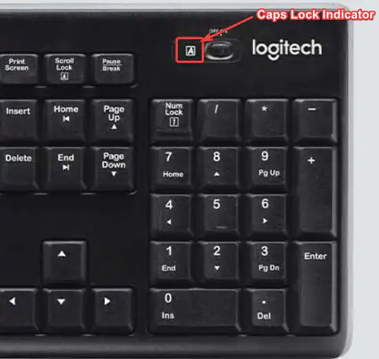 Logitech keyboard with caps lock online light