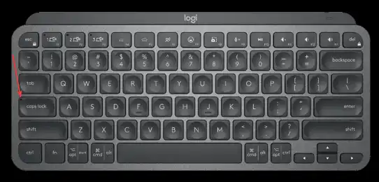 Logitech MX Keys Mini Minimalist Wireless has a caps lock indicator on the caps lock keycap