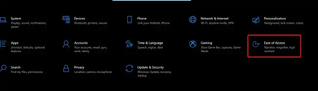 Navigate to Settings and click ease of access