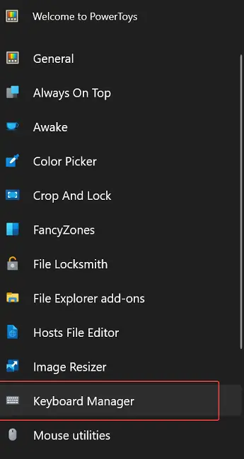 go to power toys settinngs and then navigate to Keyboard manager