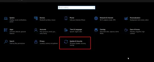navigate to Settings - Update and Security