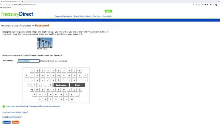 TreasuryDirect Virtual Keyboard Not Showing Up